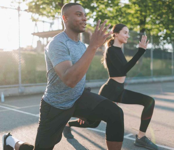 Man and woman exercising