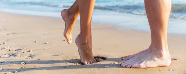 beach legs with sand